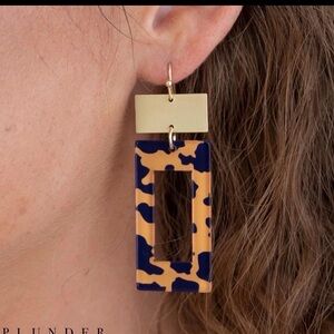 Plunder Design Leopard Print Rectangular Earrings